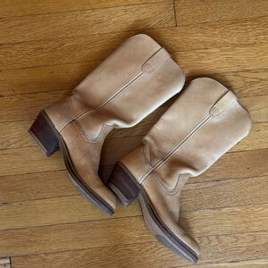 Stylish Tan Leather Heeled Boots for Women